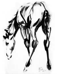 'Foal Nibbling at Grass'- Ink &amp; Acrylic