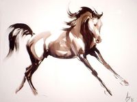 'Cantering Arabian'- Ink &amp; Acrylic