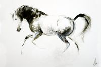 'Cantering Left II' Ink &amp; Acrylic Wash