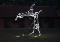 'The Buckholt Hares' illuminated at night 2020