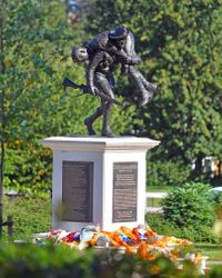 The Gurkha memorial bronze in Princes Gardens, Aldershot