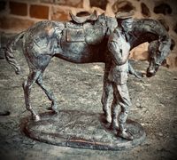 NEW! Cracked mini Romsey War Horse & Trooper. Bronze. 4-12/12 available to order