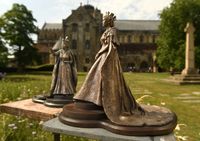 The bronze maquettes of Her Majesty Queen Elizabeth II at Romsey Abbey